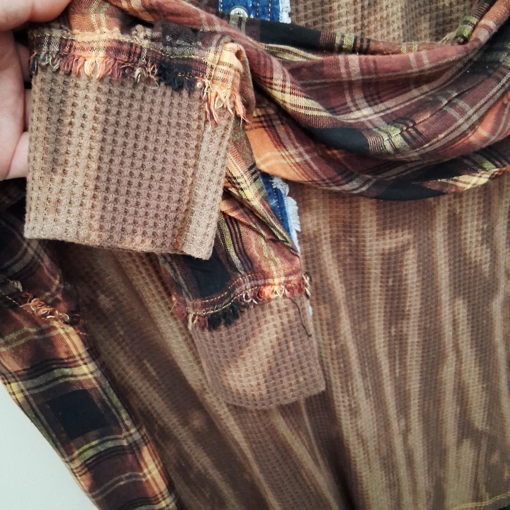 🔥Jaded Gypsy Urban Plaid Brown Jean Women's Tunic - Picture 6 of 8